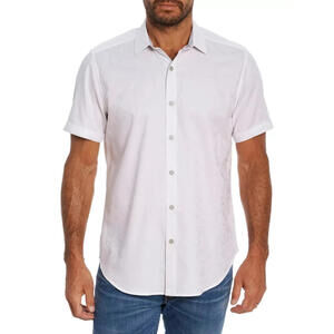 Robert Graham Men's Highland Short Sleeve Shirt Classic Fit White Size 2XL